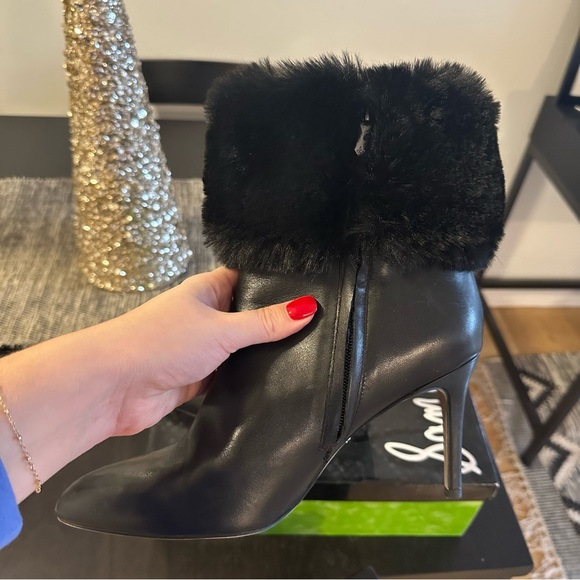 Sam Edelman “Oleana” Black Leather Fur Boots Sz 8 - Picture 4 of 12
